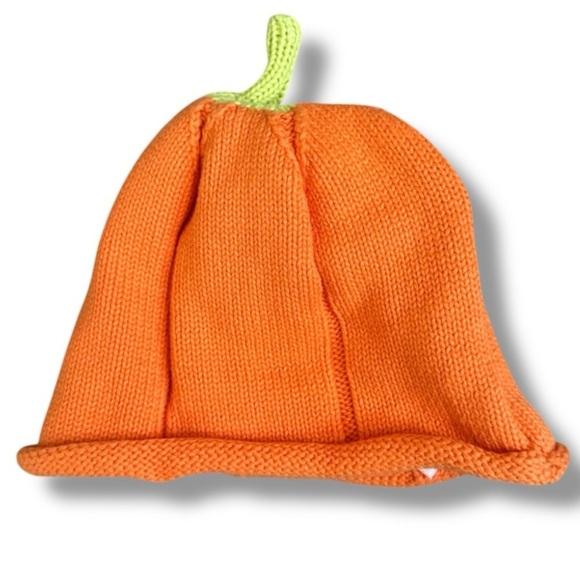 Carter's Pumpkin Baby Beanie One Size Orange Knit Hat 100% Cotton - Picture 1 of 4
